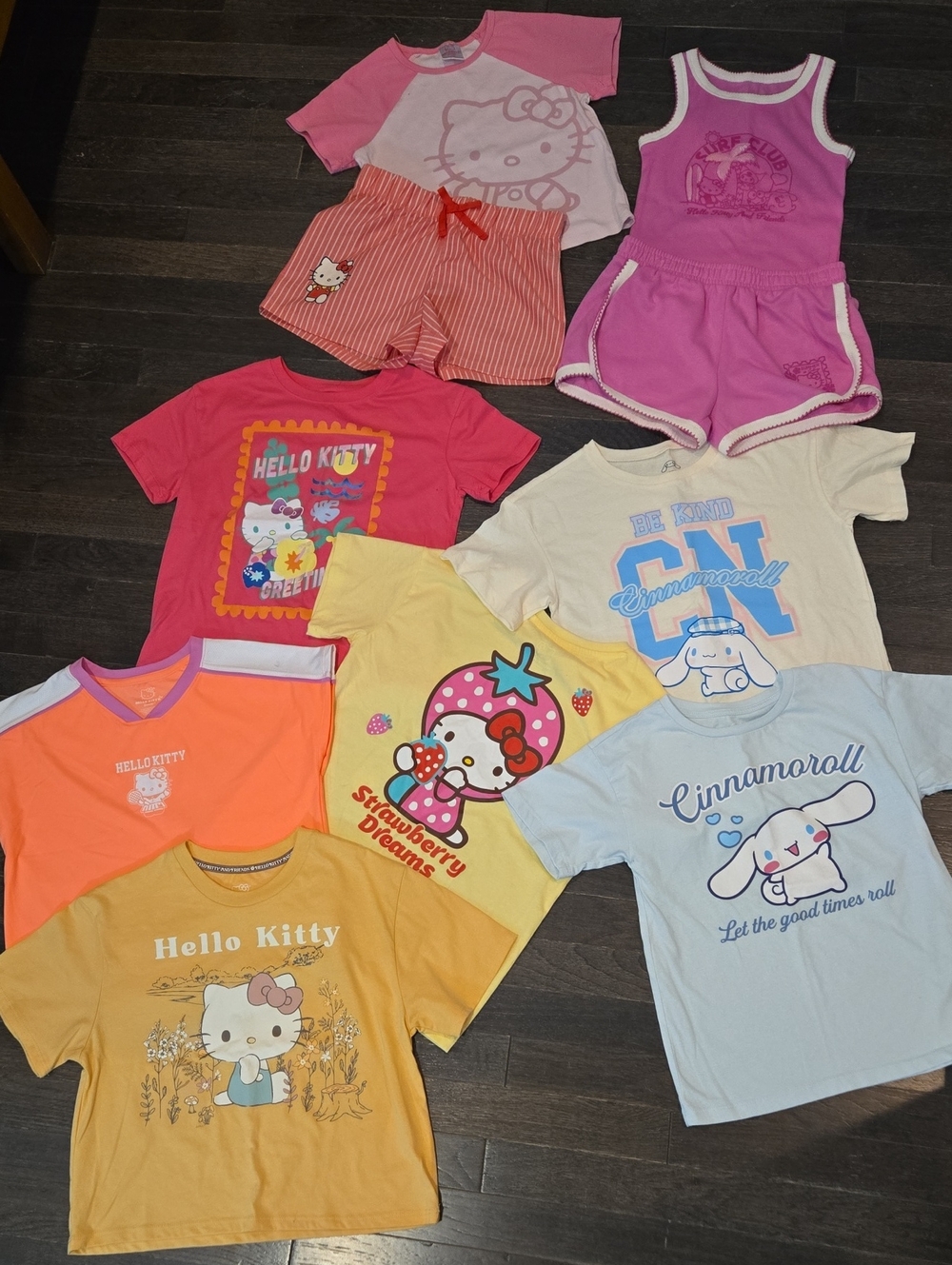 Lot of 10 - Girl's Hello Kitty Bundle - 6 Tees, 2 Sets - SZ M/8